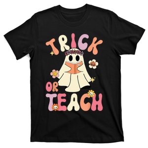 Spooky Halloween Retro Floral Ghost Teacher Costume T-Shirt