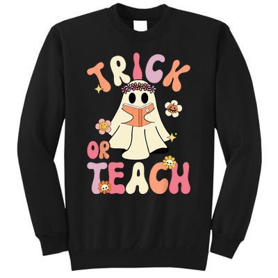 Spooky Halloween Retro Floral Ghost Teacher Costume Tall Sweatshirt