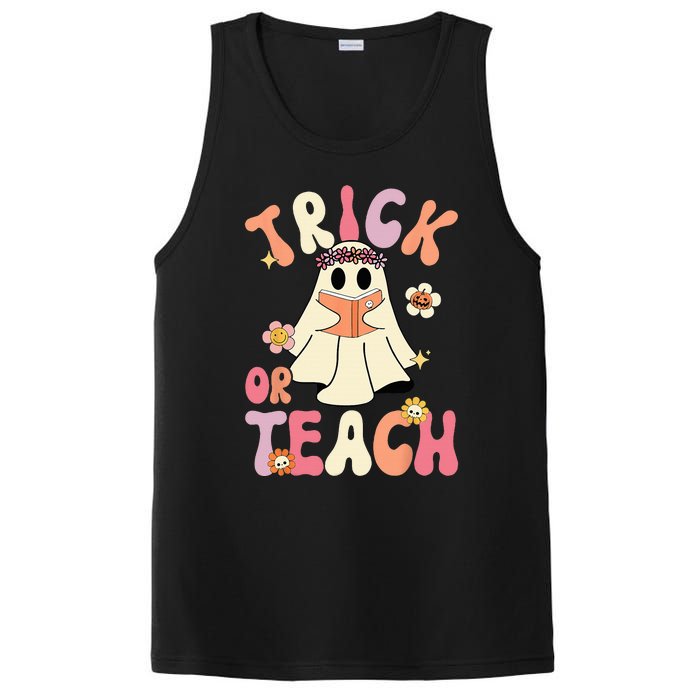 Spooky Halloween Retro Floral Ghost Teacher Costume PosiCharge Competitor Tank