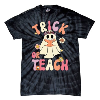 Spooky Halloween Retro Floral Ghost Teacher Costume Tie-Dye T-Shirt