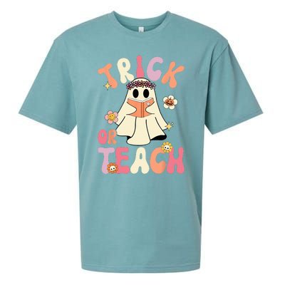 Spooky Halloween Retro Floral Ghost Teacher Costume Sueded Cloud Jersey T-Shirt