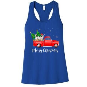 Siberian Husky Red Truck Christmas Tree Xmas Dog Lover Gift Women's Racerback Tank