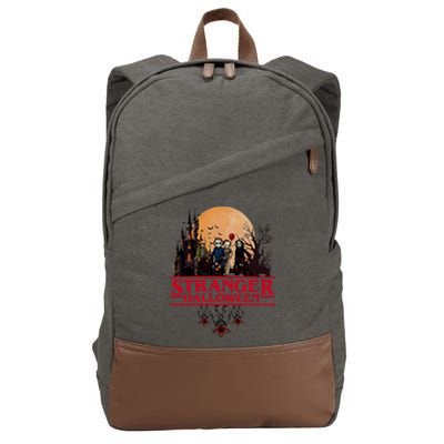 Stranger Halloween Retro 90s Horror Movie Upsidedown Cotton Canvas Backpack