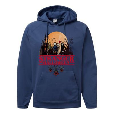 Stranger Halloween Retro 90s Horror Movie Upsidedown Performance Fleece Hoodie