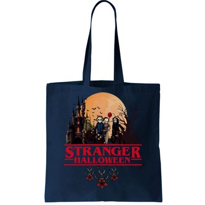 Stranger Halloween Retro 90s Horror Movie Upsidedown Tote Bag