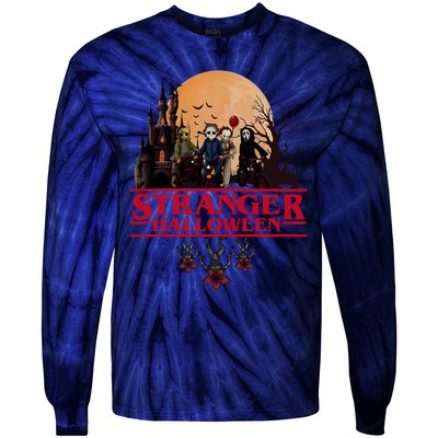 Stranger Halloween Retro 90s Horror Movie Upsidedown Tie-Dye Long Sleeve Shirt