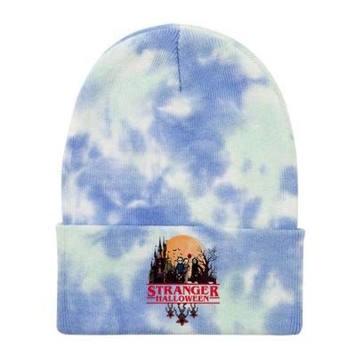 Stranger Halloween Retro 90s Horror Movie Upsidedown Tie Dye 12in Knit Beanie