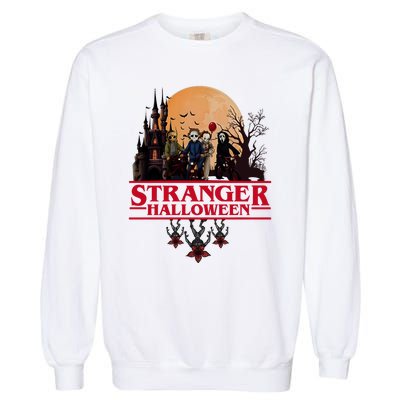 Stranger Halloween Retro 90s Horror Movie Upsidedown Garment-Dyed Sweatshirt