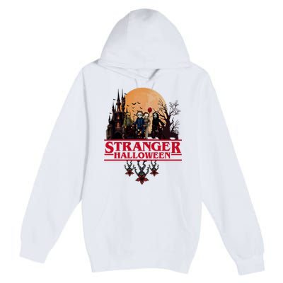 Stranger Halloween Retro 90s Horror Movie Upsidedown Premium Pullover Hoodie