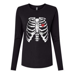 Skeleton Heart Rib Cage XRay Adult Kids Funny Halloween Womens Cotton Relaxed Long Sleeve T-Shirt