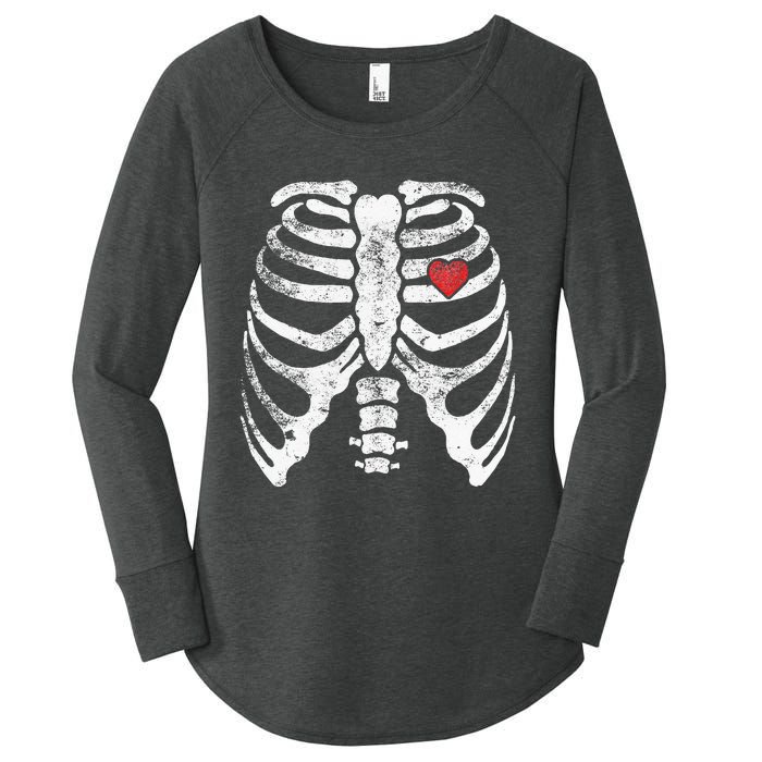 Skeleton Heart Rib Cage XRay Adult Kids Funny Halloween Women's Perfect Tri Tunic Long Sleeve Shirt