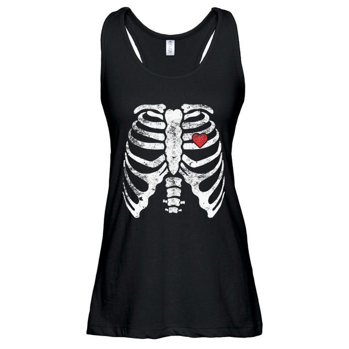 Skeleton Heart Rib Cage XRay Adult Kids Funny Halloween Ladies Essential Flowy Tank