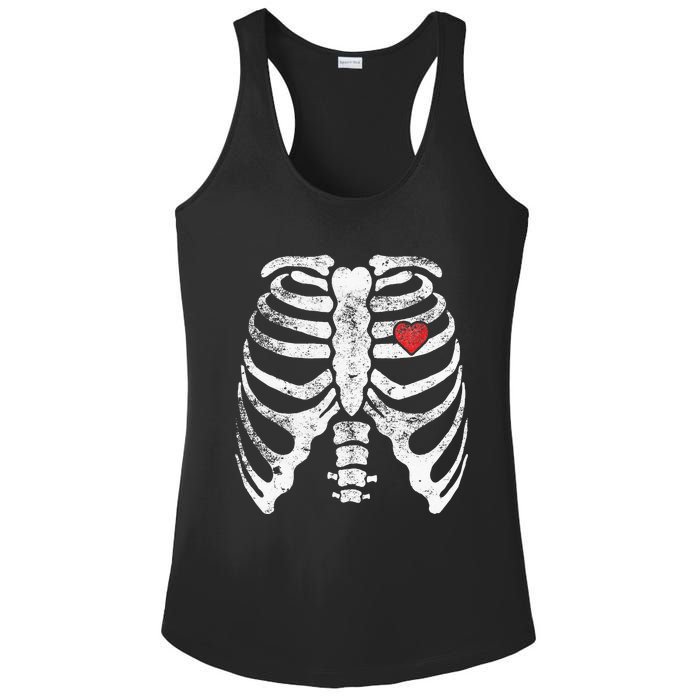 Skeleton Heart Rib Cage XRay Adult Kids Funny Halloween Ladies PosiCharge Competitor Racerback Tank