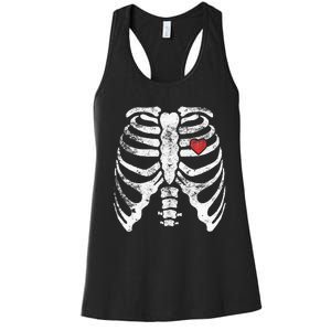 Skeleton Heart Rib Cage XRay Adult Kids Funny Halloween Women's Racerback Tank