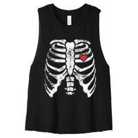 Skeleton Heart Rib Cage XRay Adult Kids Funny Halloween Women's Racerback Cropped Tank