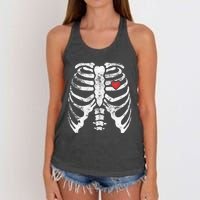 Skeleton Heart Rib Cage XRay Adult Kids Funny Halloween Women's Knotted Racerback Tank