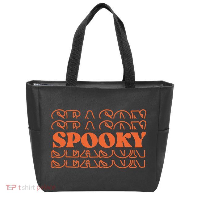 Spooky Halloween Retro Zip Tote Bag