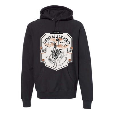 Spooky Hollow Rodeo Western Skeleton Cowboy Halloween Premium Hoodie