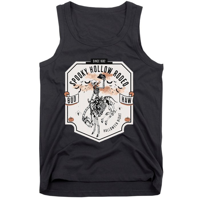 Spooky Hollow Rodeo Western Skeleton Cowboy Halloween Tank Top