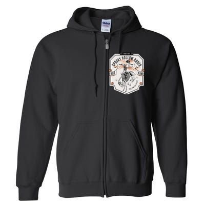 Spooky Hollow Rodeo Western Skeleton Cowboy Halloween Full Zip Hoodie