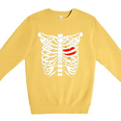 Skeleton Heart Ribcage Halloween Love Costume Idea Premium Crewneck Sweatshirt