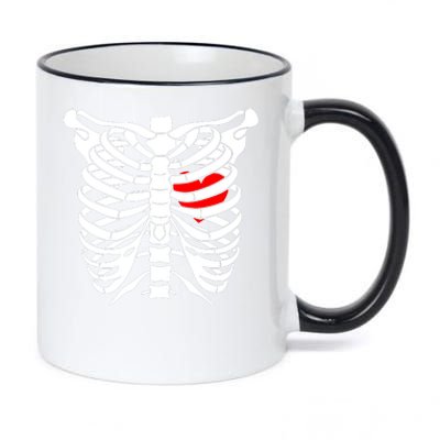 Skeleton Heart Ribcage Halloween Love Costume Idea 11oz Black Color Changing Mug