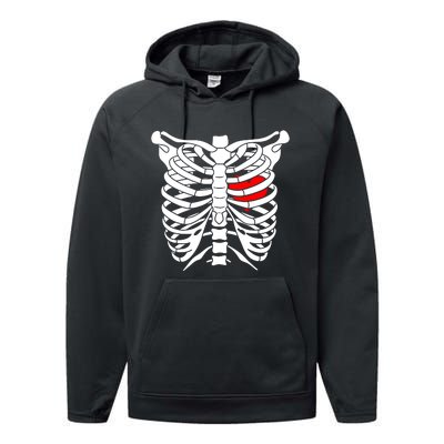 Skeleton Heart Ribcage Halloween Love Costume Idea Performance Fleece Hoodie