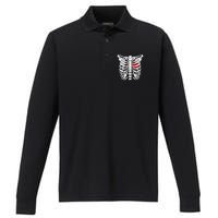 Skeleton Heart Ribcage Halloween Love Costume Idea Performance Long Sleeve Polo