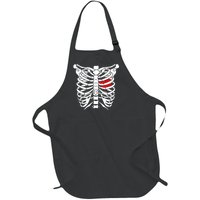 Skeleton Heart Ribcage Halloween Love Costume Idea Full-Length Apron With Pockets