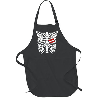 Skeleton Heart Ribcage Halloween Love Costume Idea Full-Length Apron With Pockets