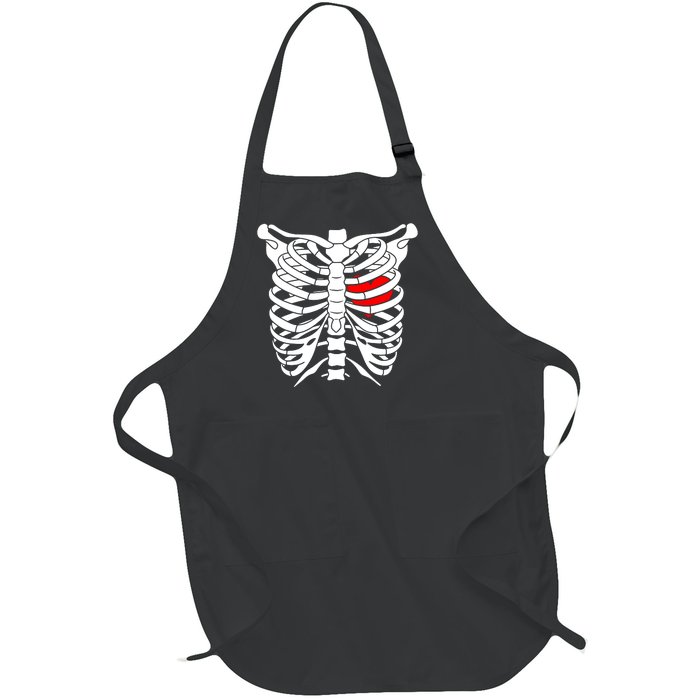 Skeleton Heart Ribcage Halloween Love Costume Idea Full-Length Apron With Pockets