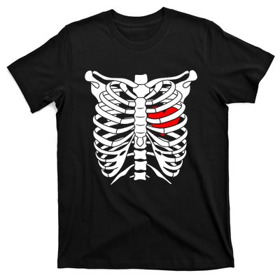 Skeleton Heart Ribcage Halloween Love Costume Idea T-Shirt