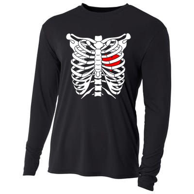 Skeleton Heart Ribcage Halloween Love Costume Idea Cooling Performance Long Sleeve Crew