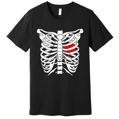 Skeleton Heart Ribcage Halloween Love Costume Idea Premium T-Shirt