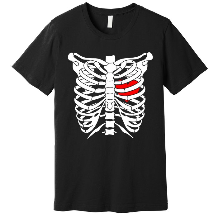 Skeleton Heart Ribcage Halloween Love Costume Idea Premium T-Shirt