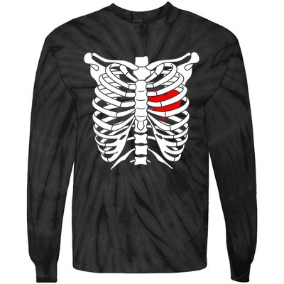 Skeleton Heart Ribcage Halloween Love Costume Idea Tie-Dye Long Sleeve Shirt