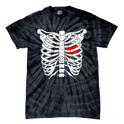 Skeleton Heart Ribcage Halloween Love Costume Idea Tie-Dye T-Shirt