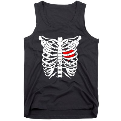 Skeleton Heart Ribcage Halloween Love Costume Idea Tank Top