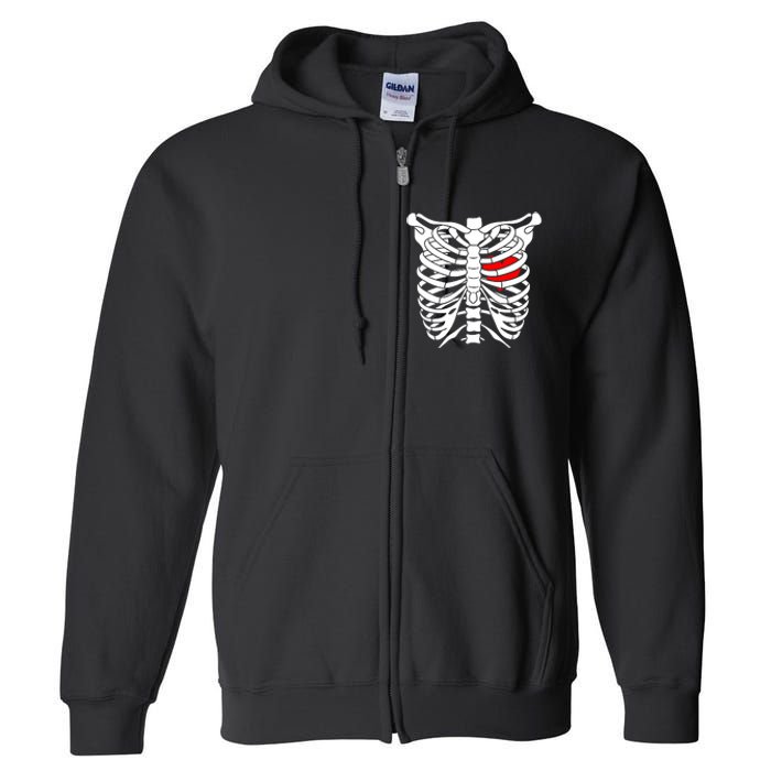 Skeleton Heart Ribcage Halloween Love Costume Idea Full Zip Hoodie