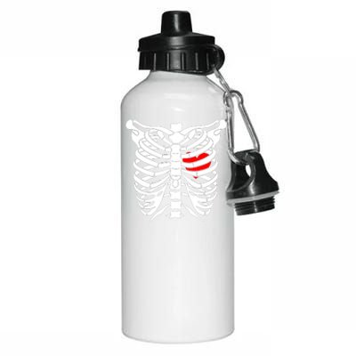 Skeleton Heart Ribcage Halloween Love Costume Idea Aluminum Water Bottle