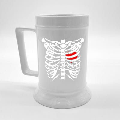 Skeleton Heart Ribcage Halloween Love Costume Idea Beer Stein