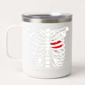 Skeleton Heart Ribcage Halloween Love Costume Idea 12 oz Stainless Steel Tumbler Cup