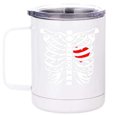 Skeleton Heart Ribcage Halloween Love Costume Idea 12 oz Stainless Steel Tumbler Cup