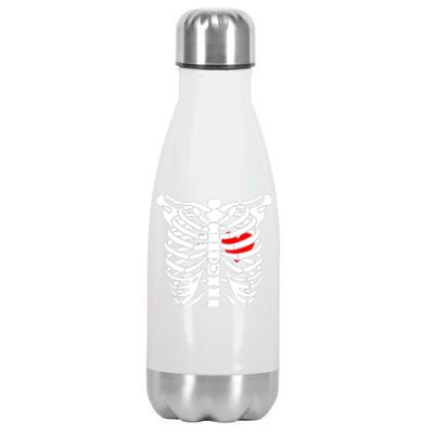 Skeleton Heart Ribcage Halloween Love Costume Idea Stainless Steel Insulated Water Bottle