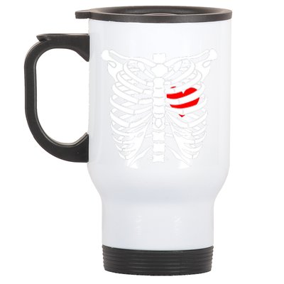 Skeleton Heart Ribcage Halloween Love Costume Idea Stainless Steel Travel Mug