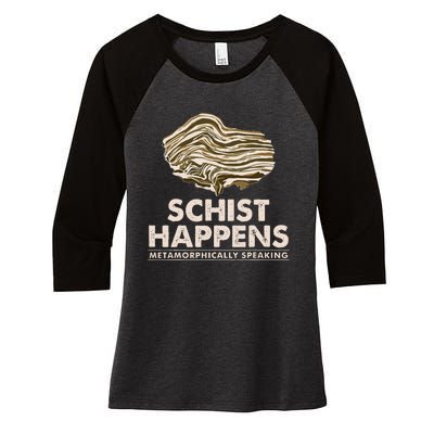 Schist Happens Rock Collector Women's Tri-Blend 3/4-Sleeve Raglan Shirt