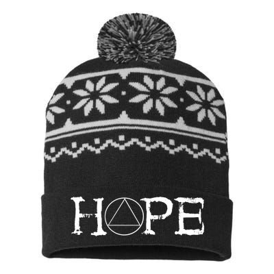 Sobriety Hope Recovery Alcoholic Sober Recover Aa Support Gift USA-Made Snowflake Beanie