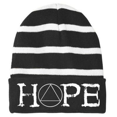 Sobriety Hope Recovery Alcoholic Sober Recover Aa Support Gift Striped Beanie with Solid Band