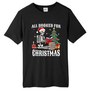 Skeleton Holiday Reading Funny All Booked For Christmas Funny Gift Tall Fusion ChromaSoft Performance T-Shirt