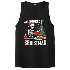 Skeleton Holiday Reading Funny All Booked For Christmas Funny Gift PosiCharge Competitor Tank